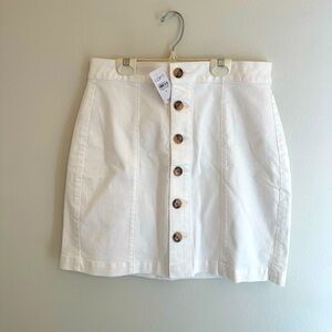LOFT White Button-Front Skirt